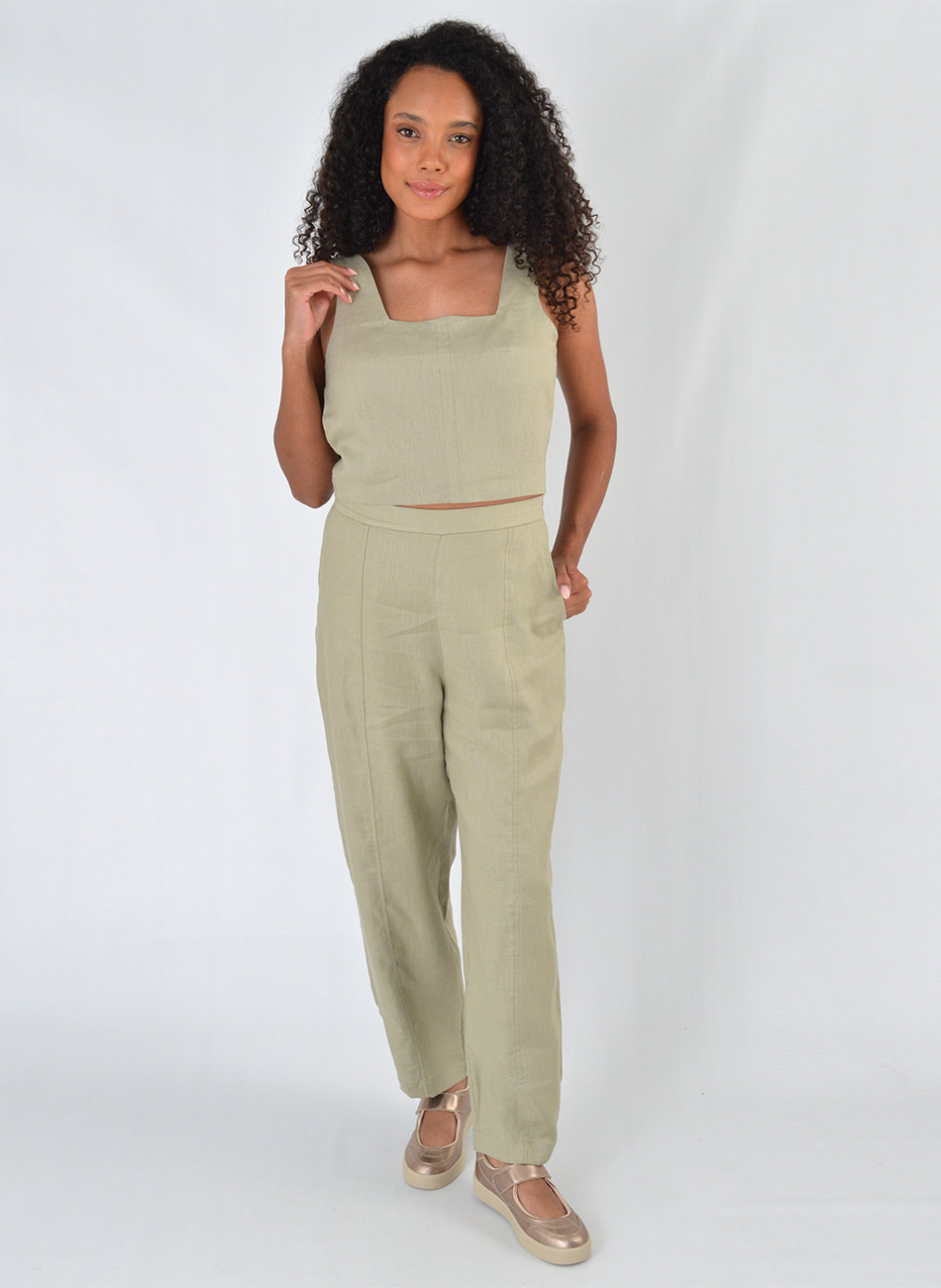 Conjunto Cropped e Cal�a Linho Verde Gatos e Atos - Foto 8