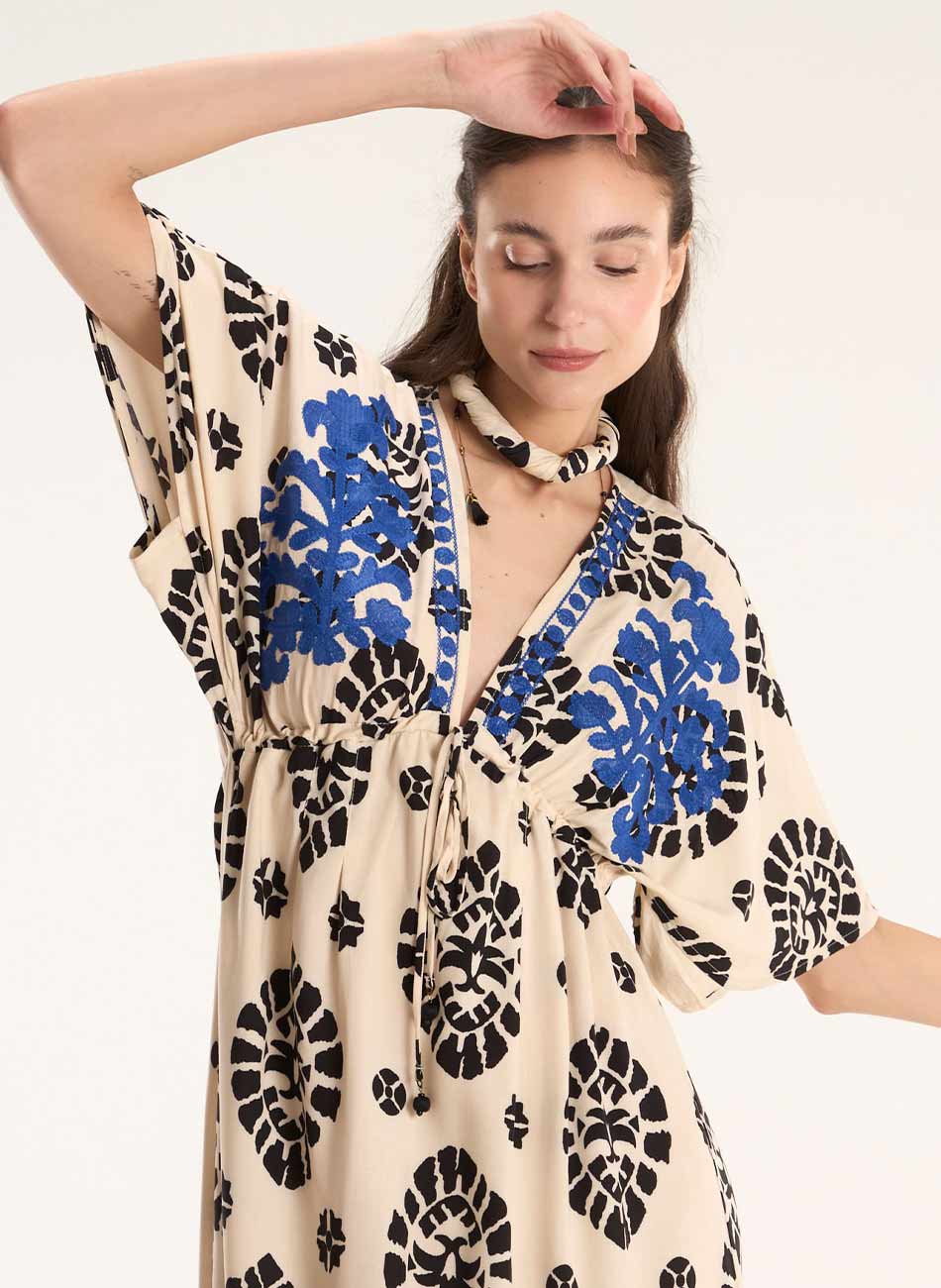 Vestido Cru Estampa Mandala Cant�o  - Foto 3