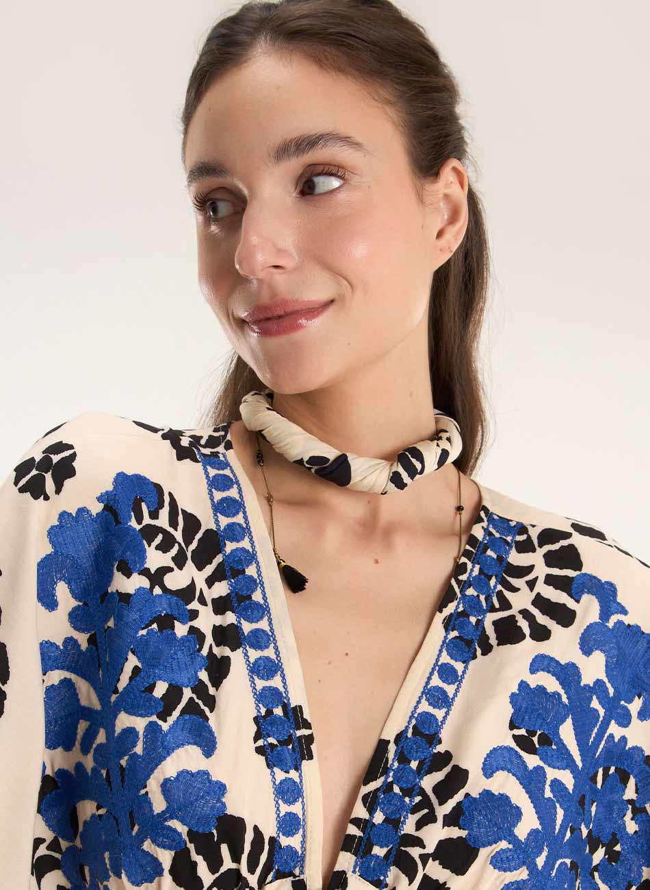 Vestido Cru Estampa Mandala Cant�o  - Foto 5