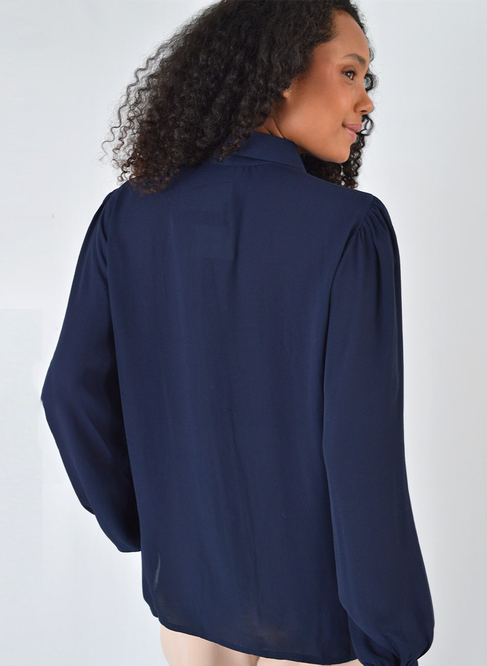 Camisa Marinho em Crepe Innocence - Foto 2
