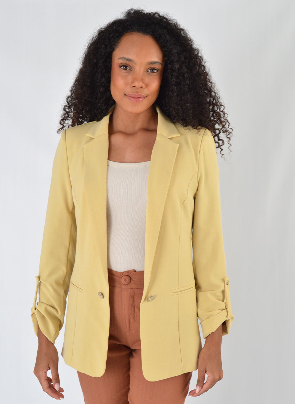 Blazer Sem Fechamento Donna Ritz Cor Gengibre - Foto 3