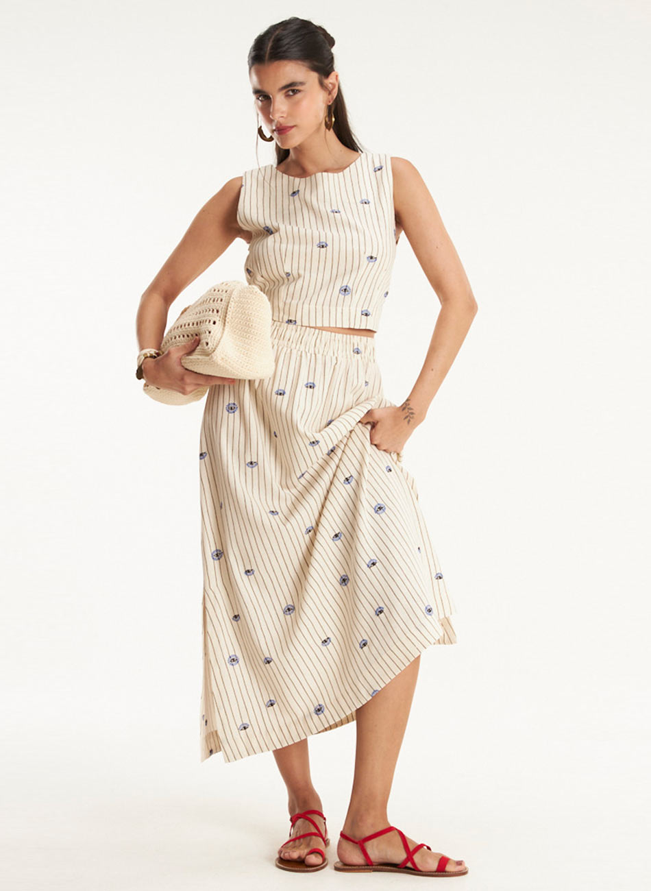 Conjunto com Saia Estampa Talism� Cant�o  - Foto 3