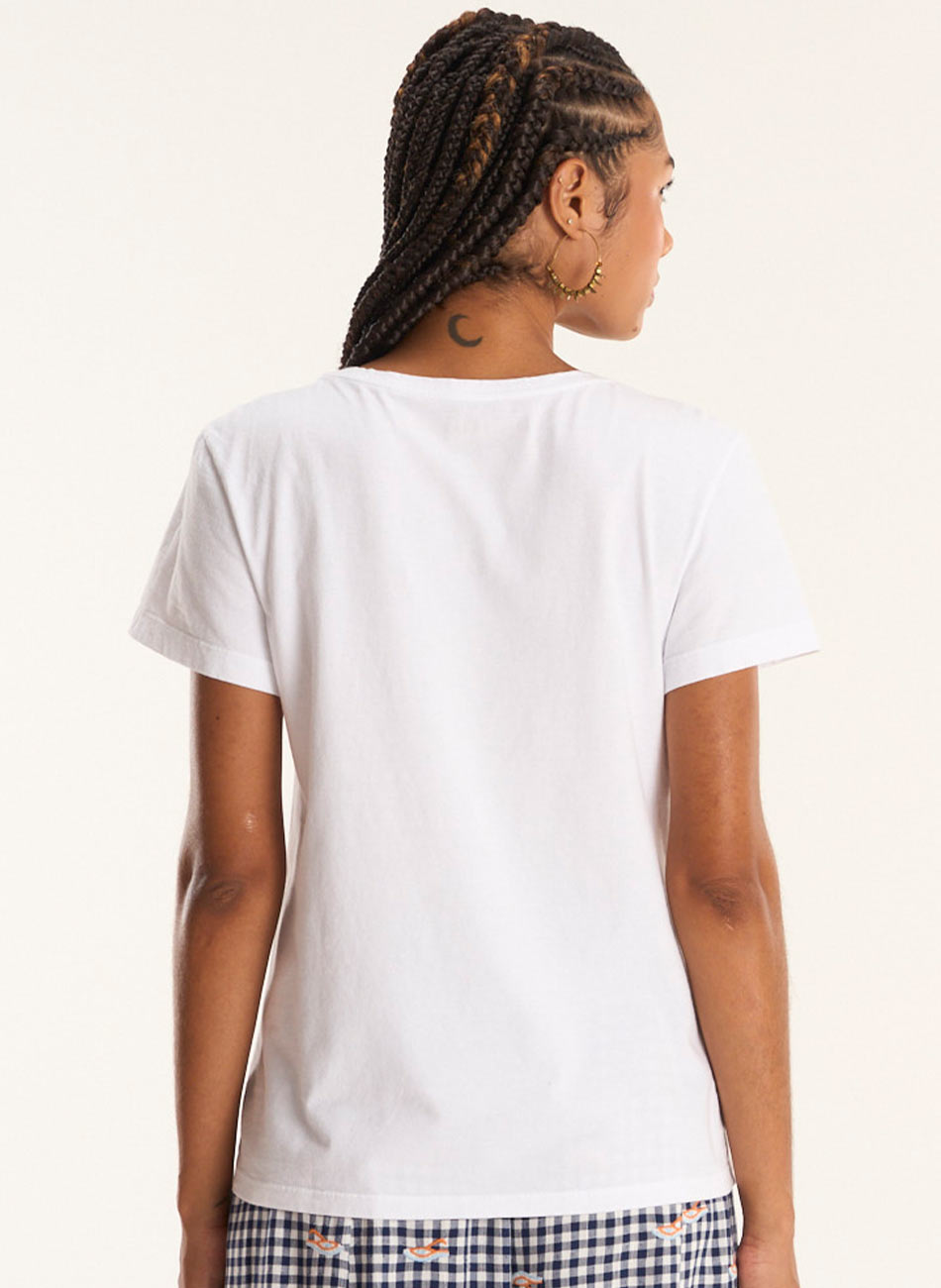 T-shirt Algod�o B�sica Branca Cant�o - Foto 2