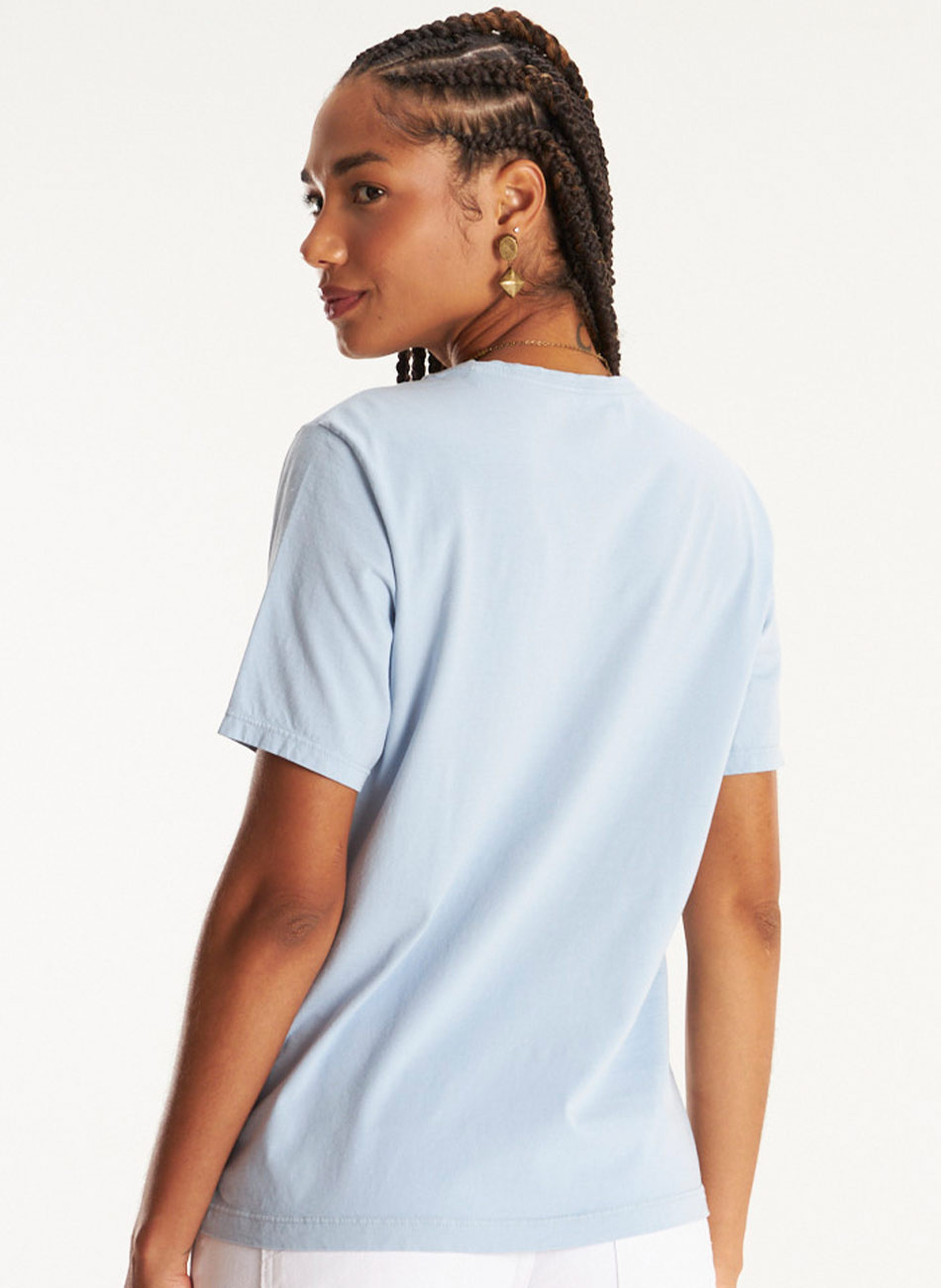 T-shirt Azul Algod�o B�sica Cant�o - Foto 2