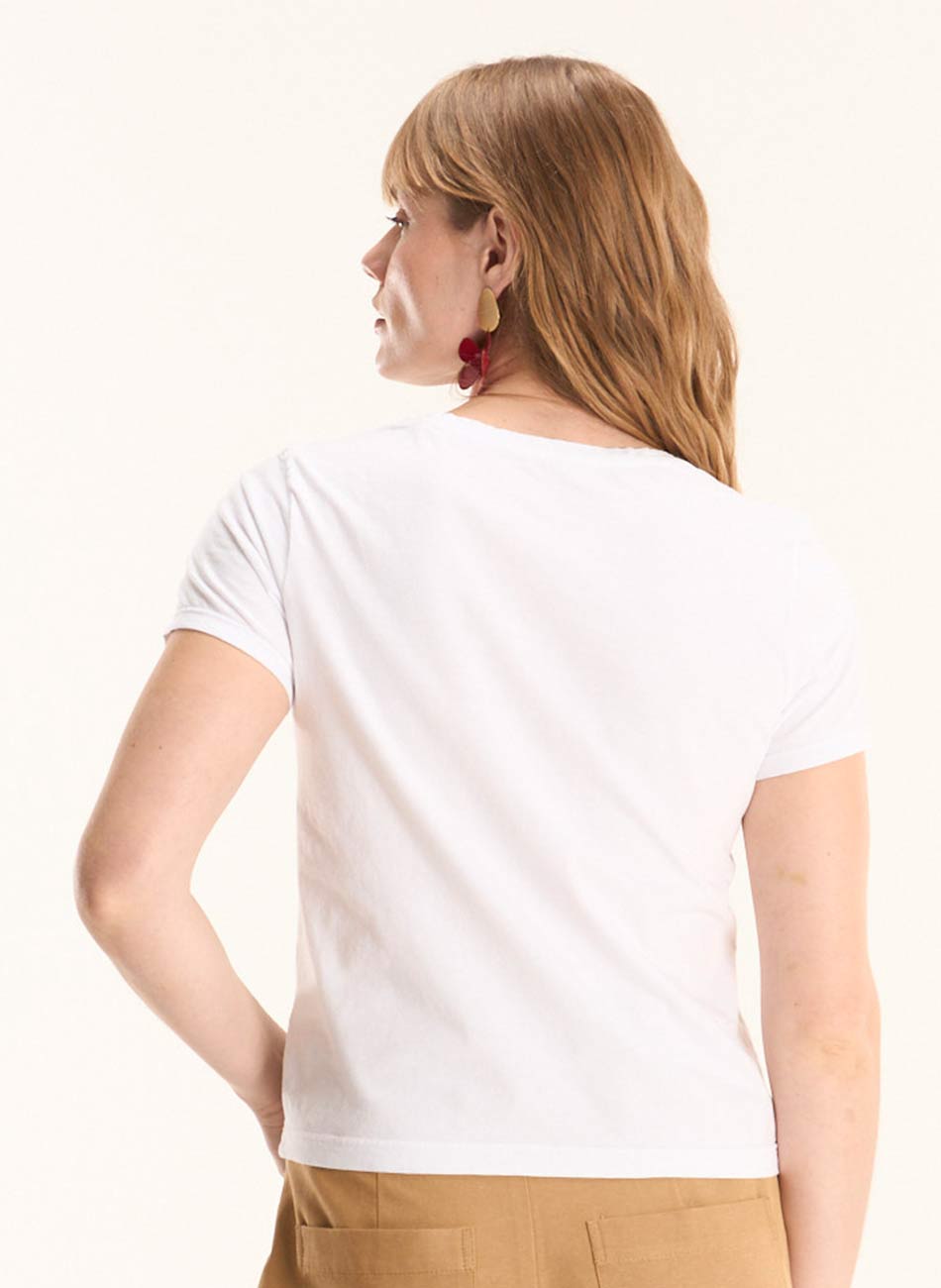 T-shirt Branca Algod�o B�sica Cant�o - Foto 1
