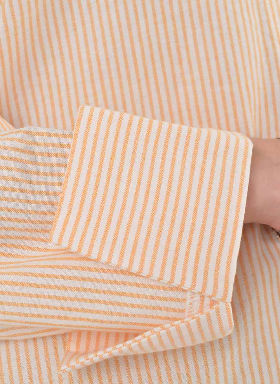 Camisa Listrada Alongada Laranja Flor de Lis - Foto 3
