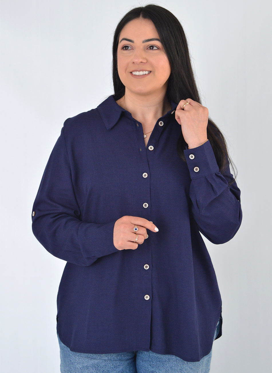 Camisa Plus Longa Marinho  Alpelo - Foto 1
