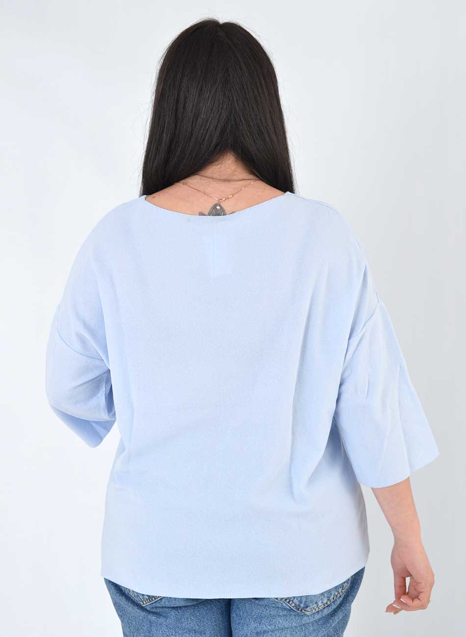 Blusa Malha Ver�o Plus Azul Degli Uffizzi  - Foto 3