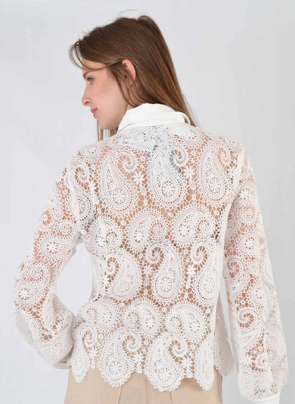 Camisa Guipir Off White Innocence - Foto 4