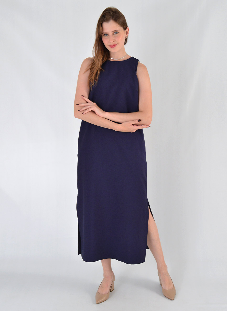 Vestido Viscose Marinho Tubo Loderro - Foto 1