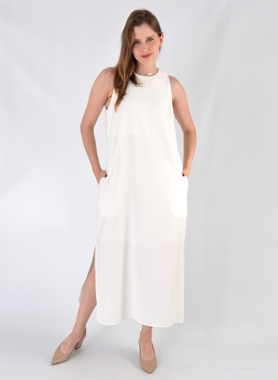 Vestido Viscose Off White Tubo Loderro - Foto 1