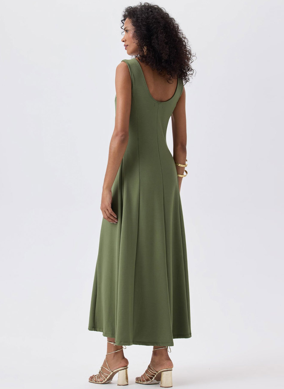 Vestido Solto Malha Verde Flor de Lis  - Foto 3