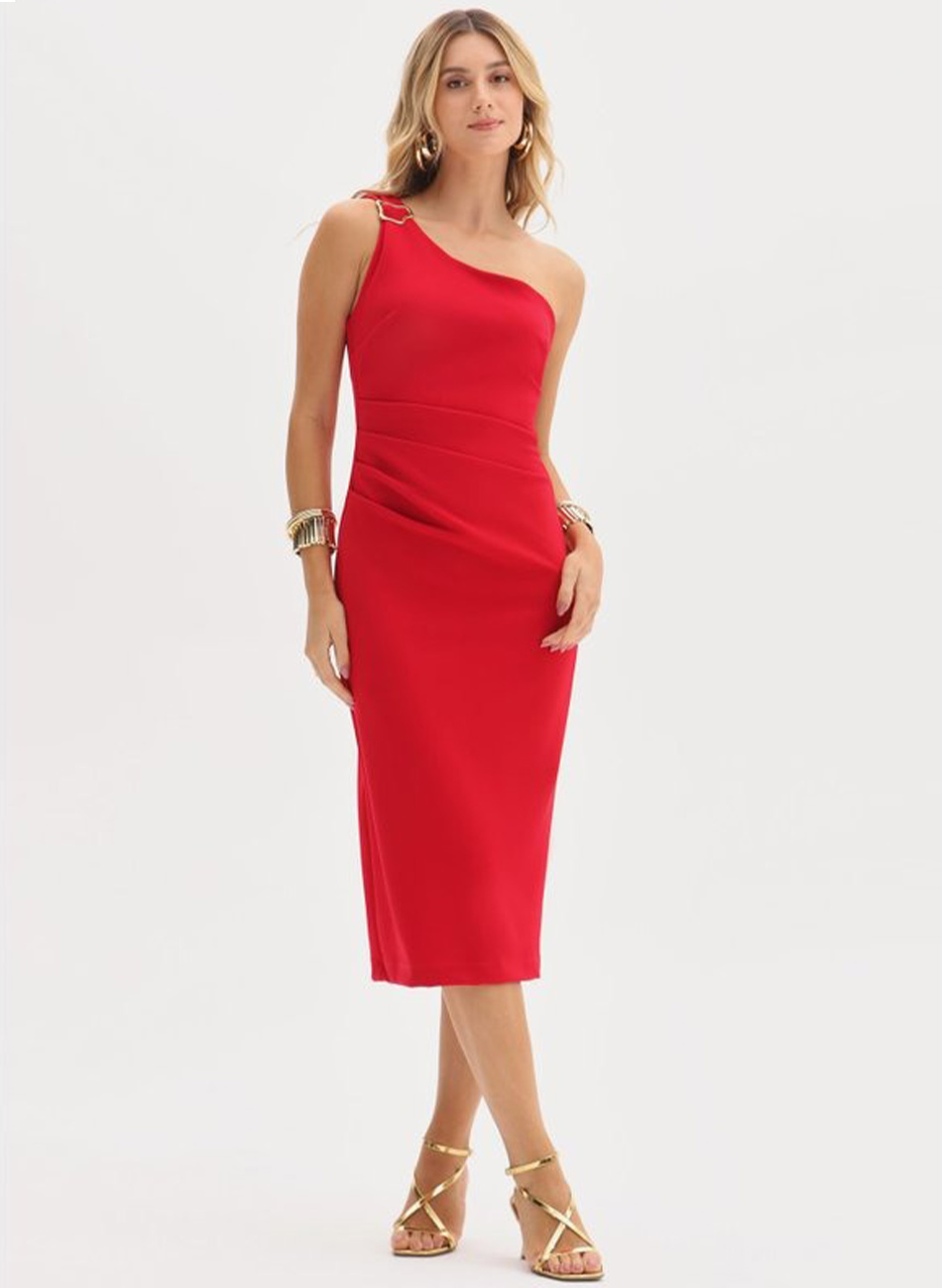 Vestido Vermelho Ombro S� Flor de Lis - Foto 5