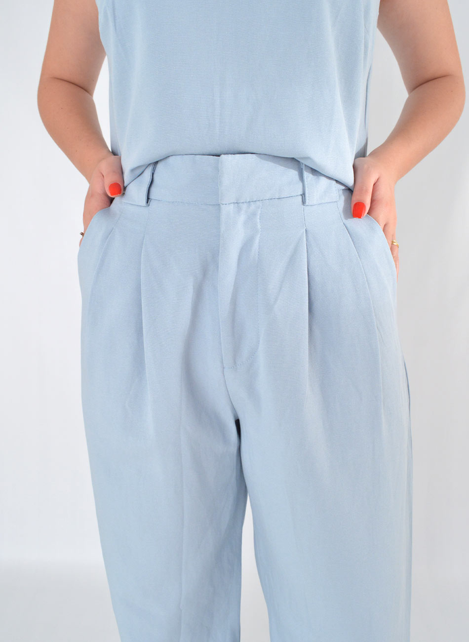 Blusa Regata Azul Linho Relica Cant�o  - Foto 5