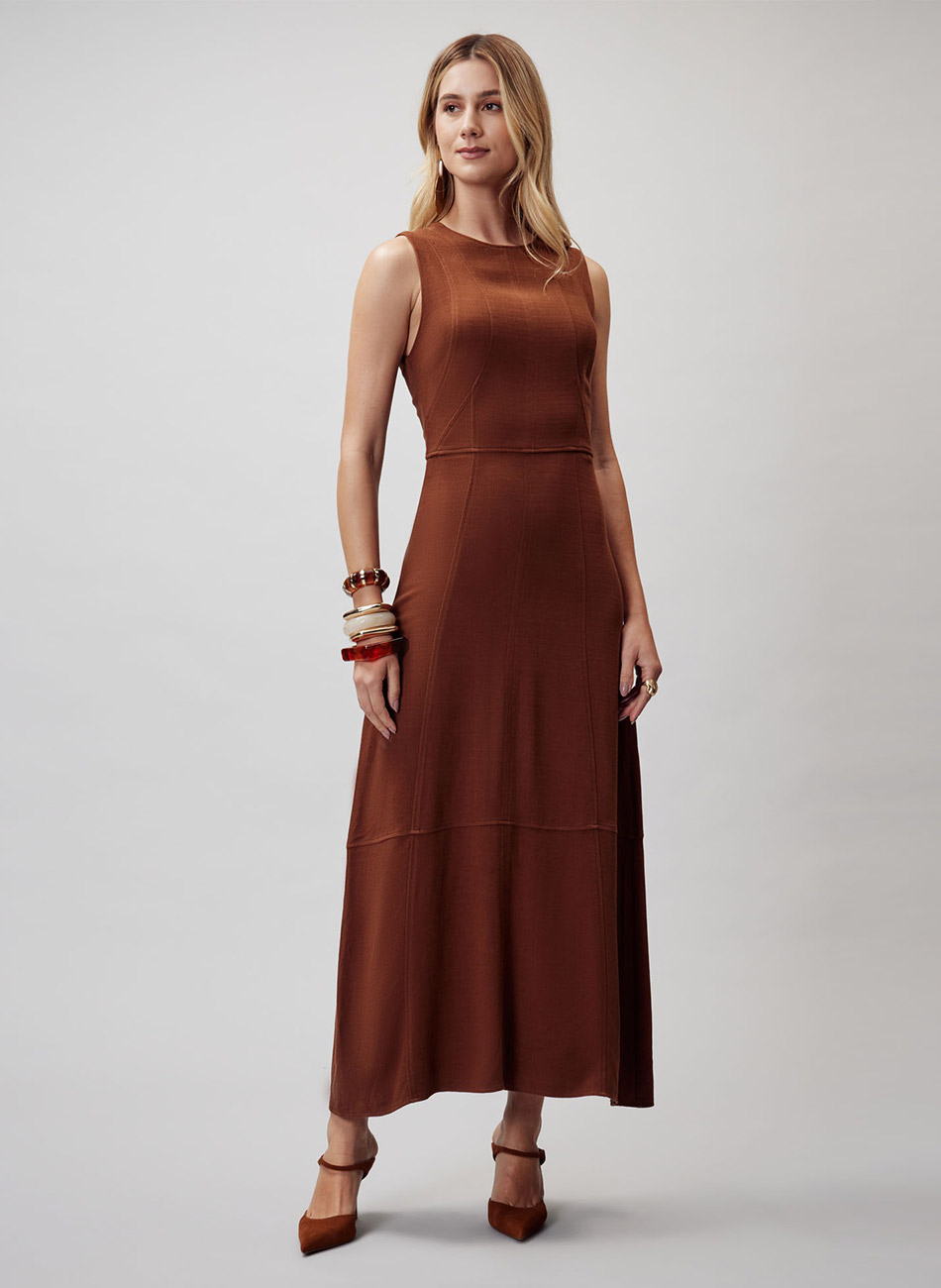 Vestido Marrom Caf� Flor de Lis - Foto 1