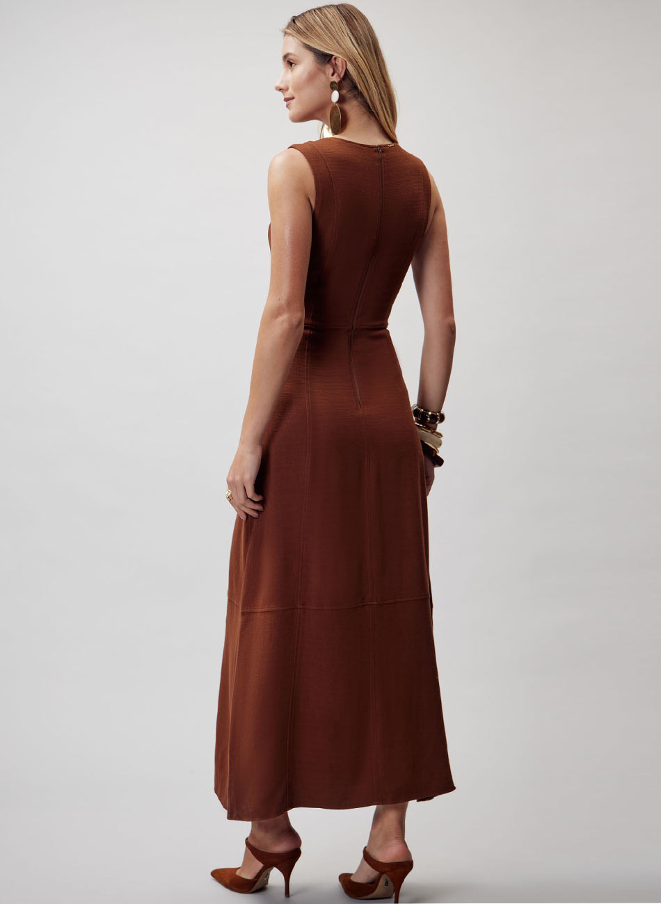 Vestido Marrom Caf� Flor de Lis - Foto 3