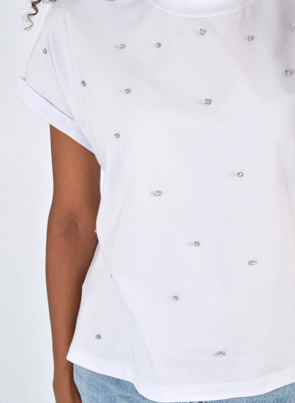 Blusa Com Strass Branco Prima Donna By La Qualite - Foto 2