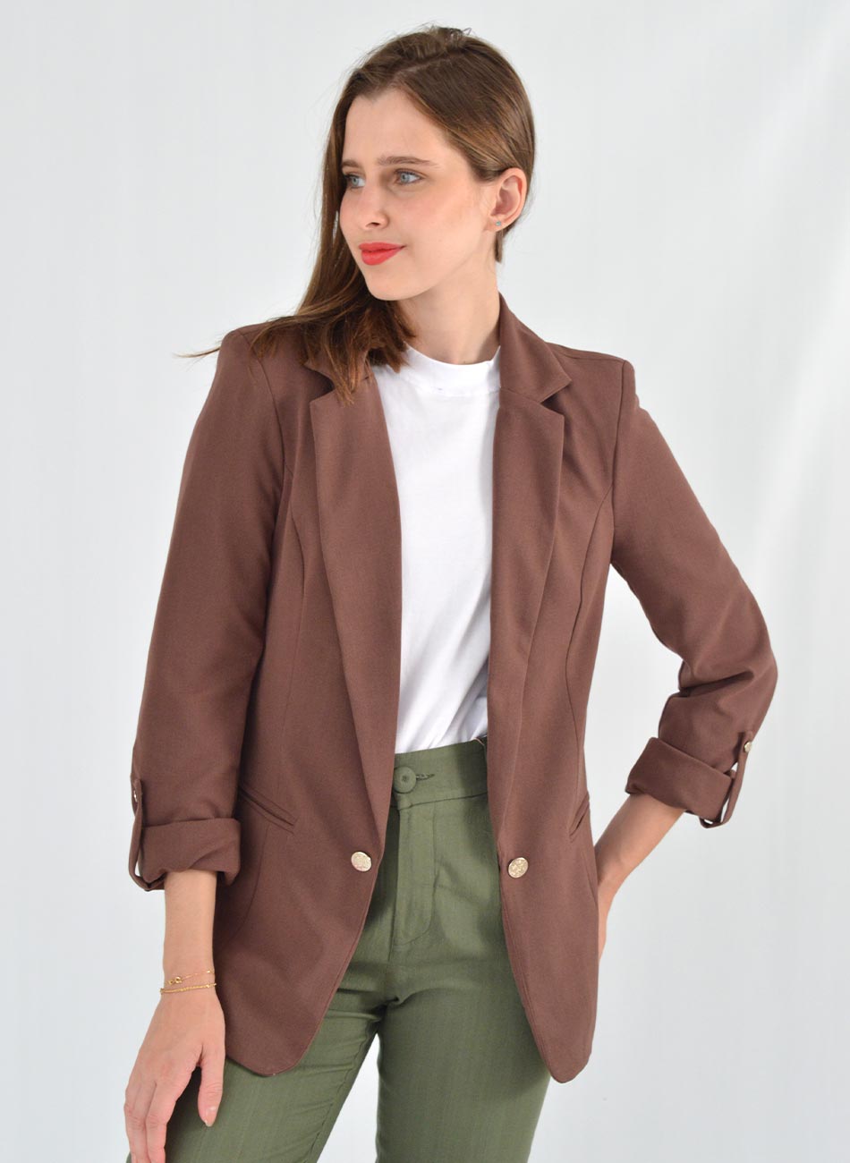 Blazer Sem Fechamento Donna Ritz Cor Marrom - Foto 4