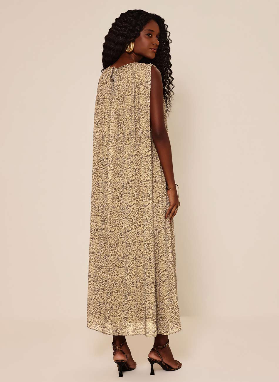 Vestido Crepe Ch� Estampado Recorte Lez a Lez - Foto 3