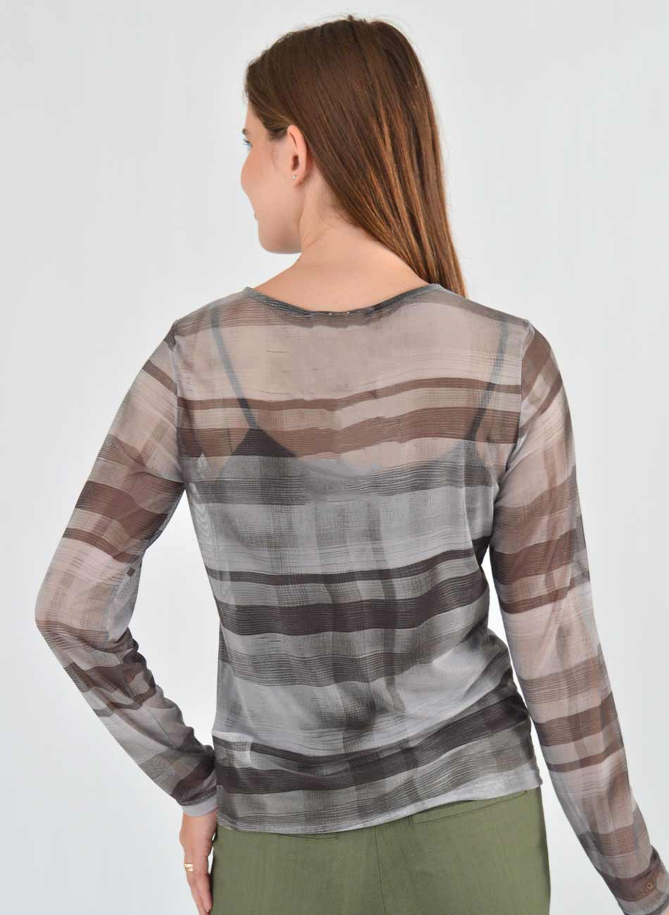 Blusa Xadrez Chumbo Tule Lez a Lez - Foto 3