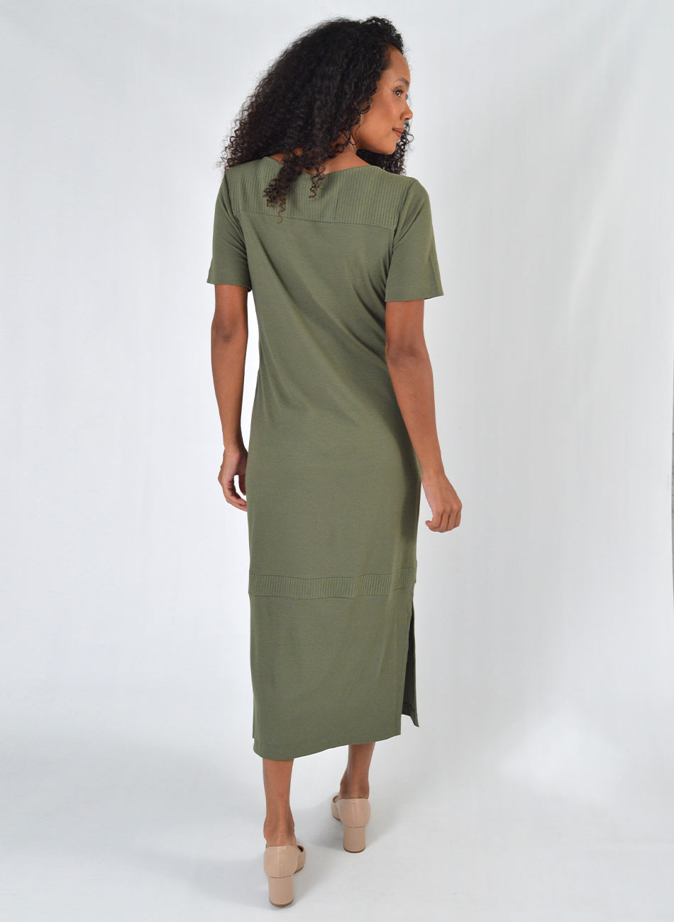 Vestido Midi Viscose Canelada Verde Gatos e Atos  - Foto 5