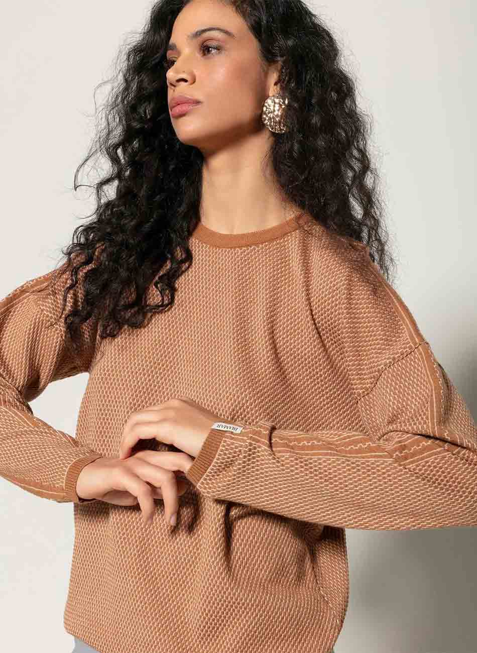 Blusa Caramelo Em Padronagem Po� Biamar - Foto 2