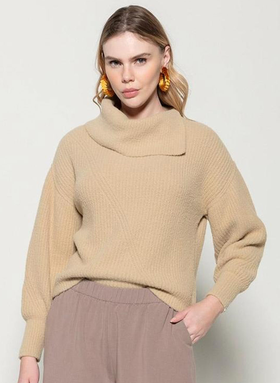Blusa Canelada Fio Pluma Com Gola Aasim�trica Biamar - Foto 1