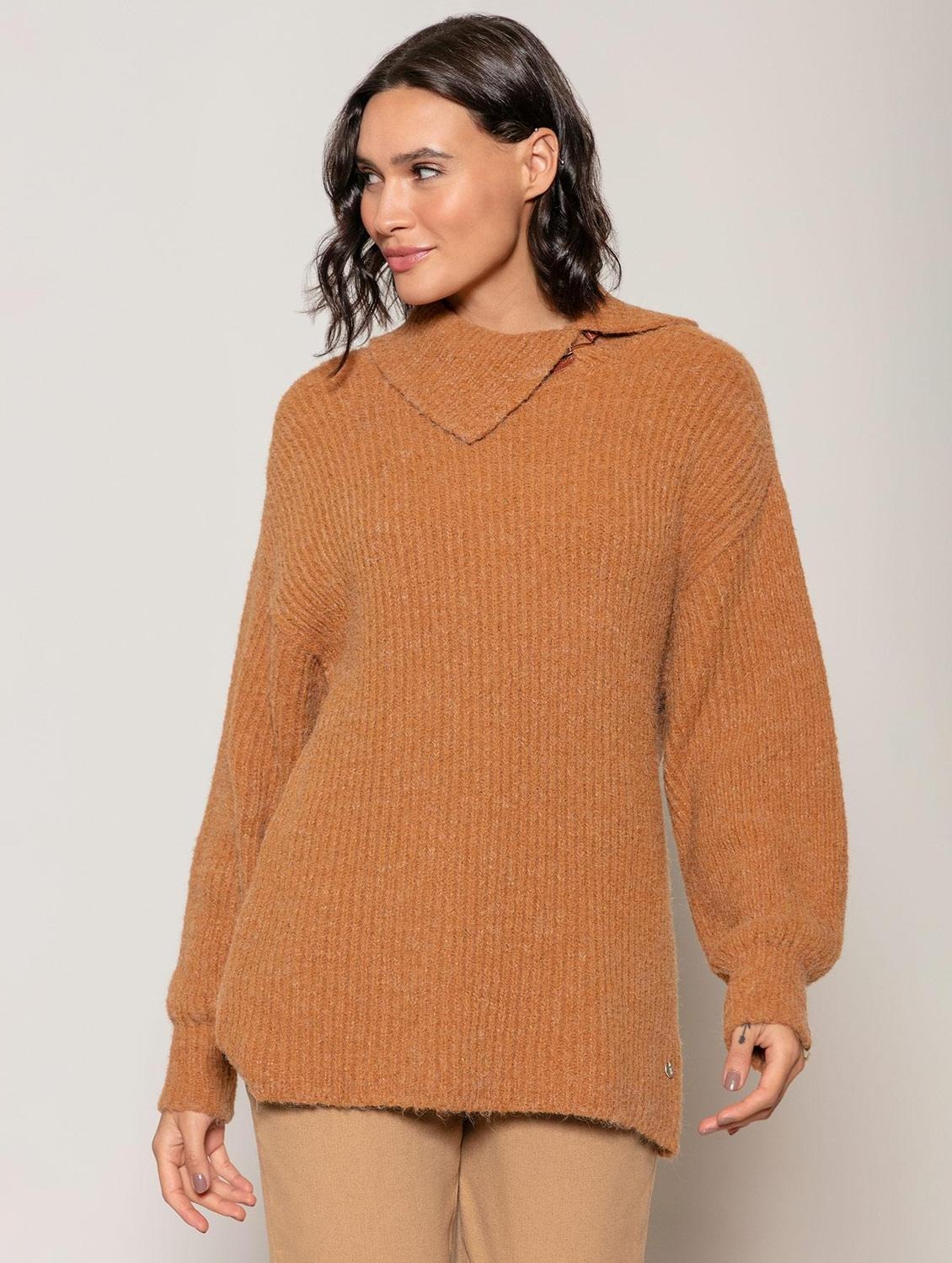 Blusa Caramelo Alongada Biamar - Foto 1