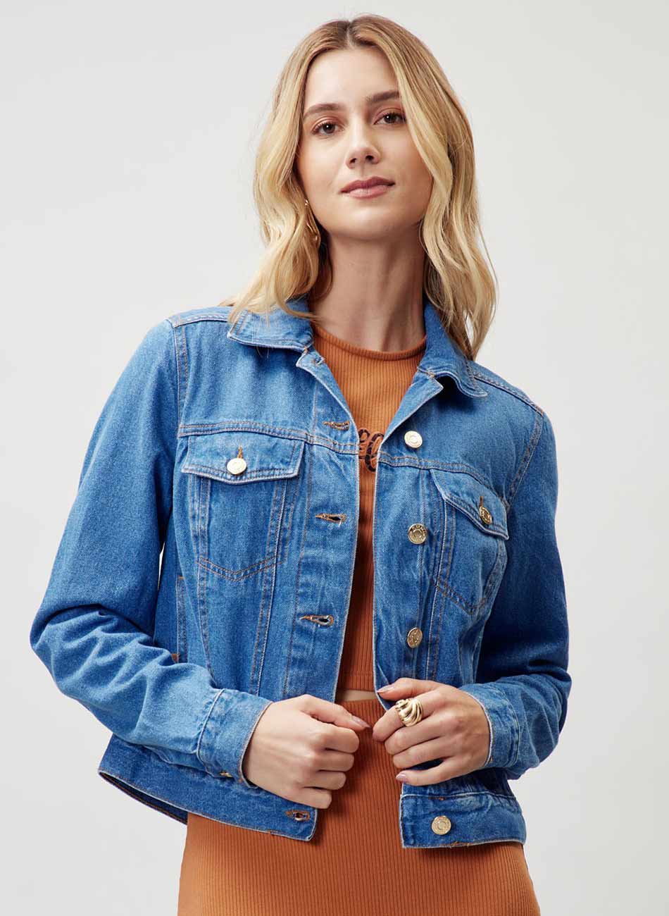 Jaqueta Jeans Trucker B�sica Flor de Lis - Foto 1