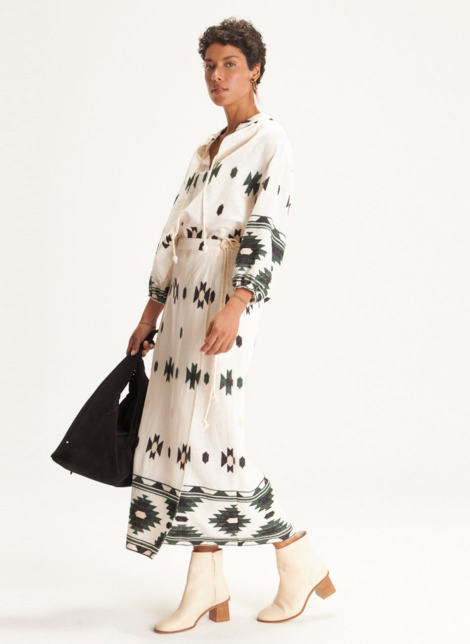 Conjunto Linho Bordado Boho Cant�o - Foto 1