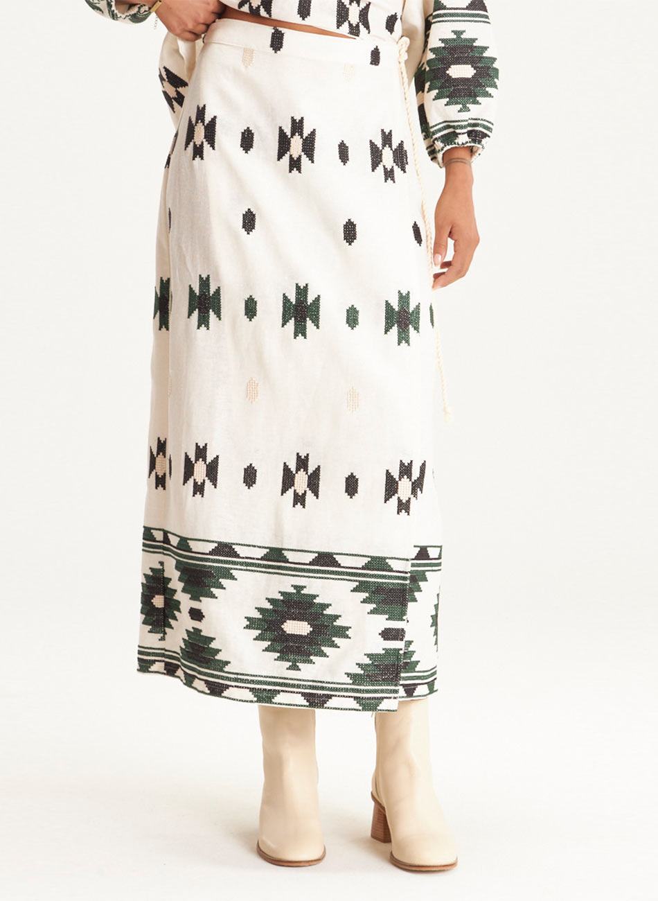 Conjunto Linho Bordado Boho Cant�o - Foto 2