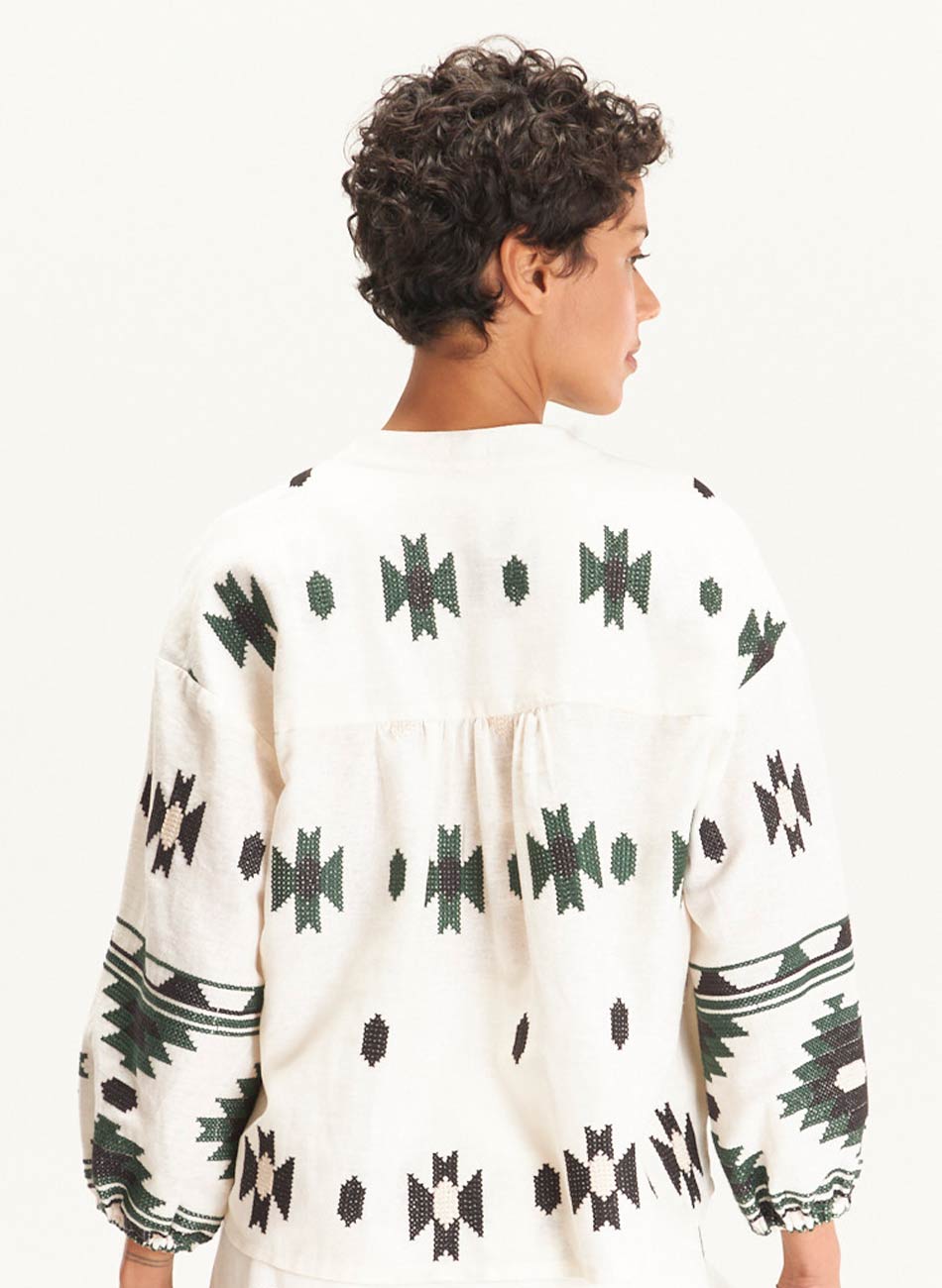 Conjunto Linho Bordado Boho Cant�o - Foto 9