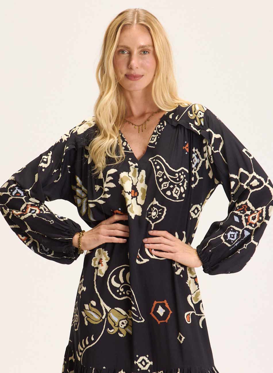 Vestido Preto Estampa Taki Cant�o  - Foto 3