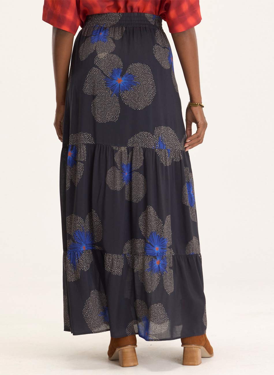 Saia Marinho Estampada Floral Yaya Cant�o - Foto 2