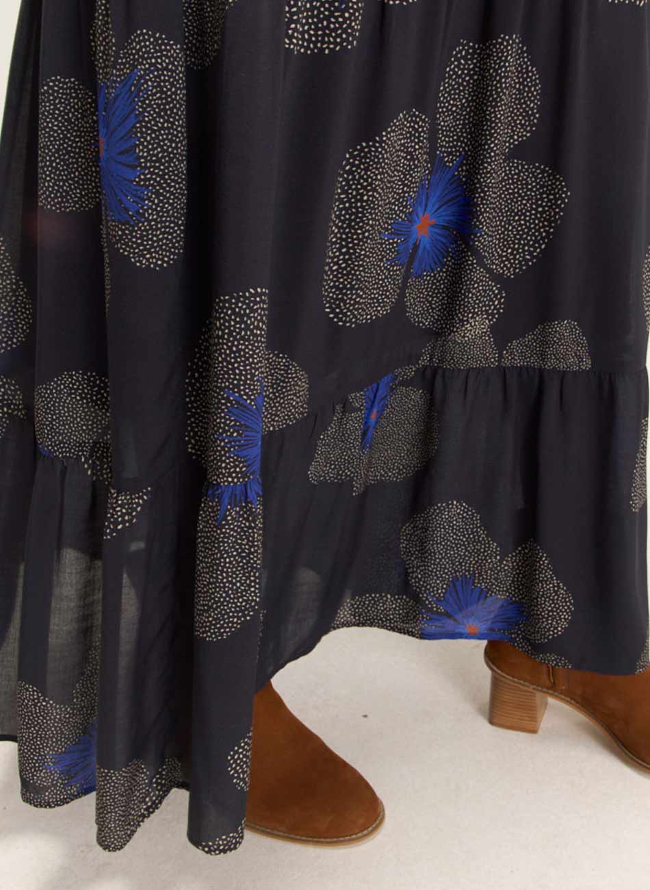 Saia Marinho Estampada Floral Yaya Cant�o - Foto 3