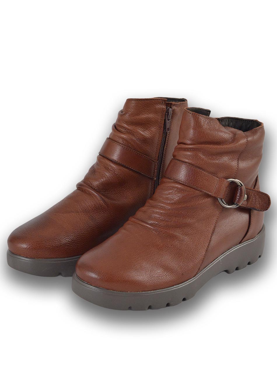 Bota Pelica Marrom Cano Curto Fivela Lateral - Foto 1