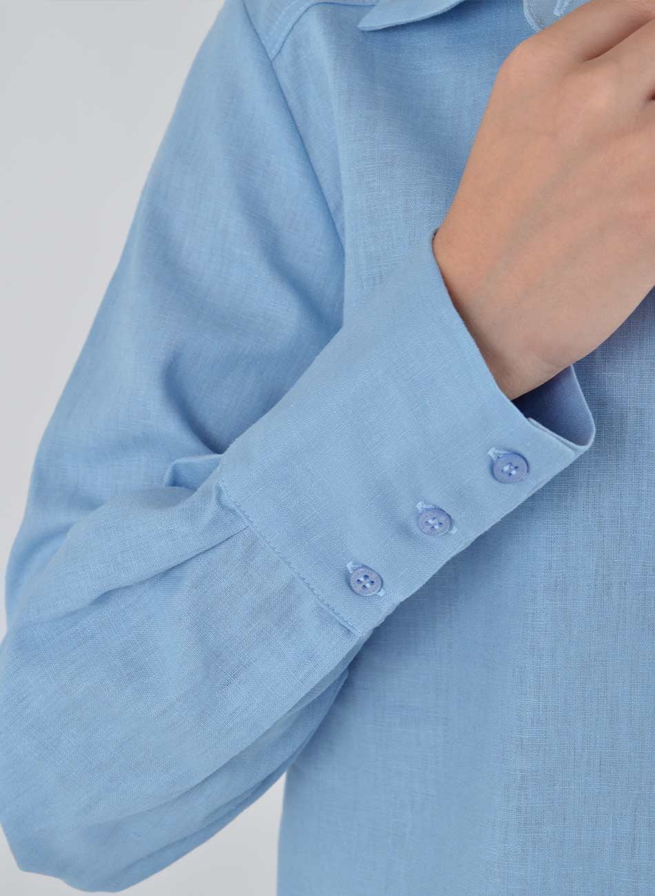 Camisa Azul em Linho e Algod�o Gatos e Atos  - Foto 3
