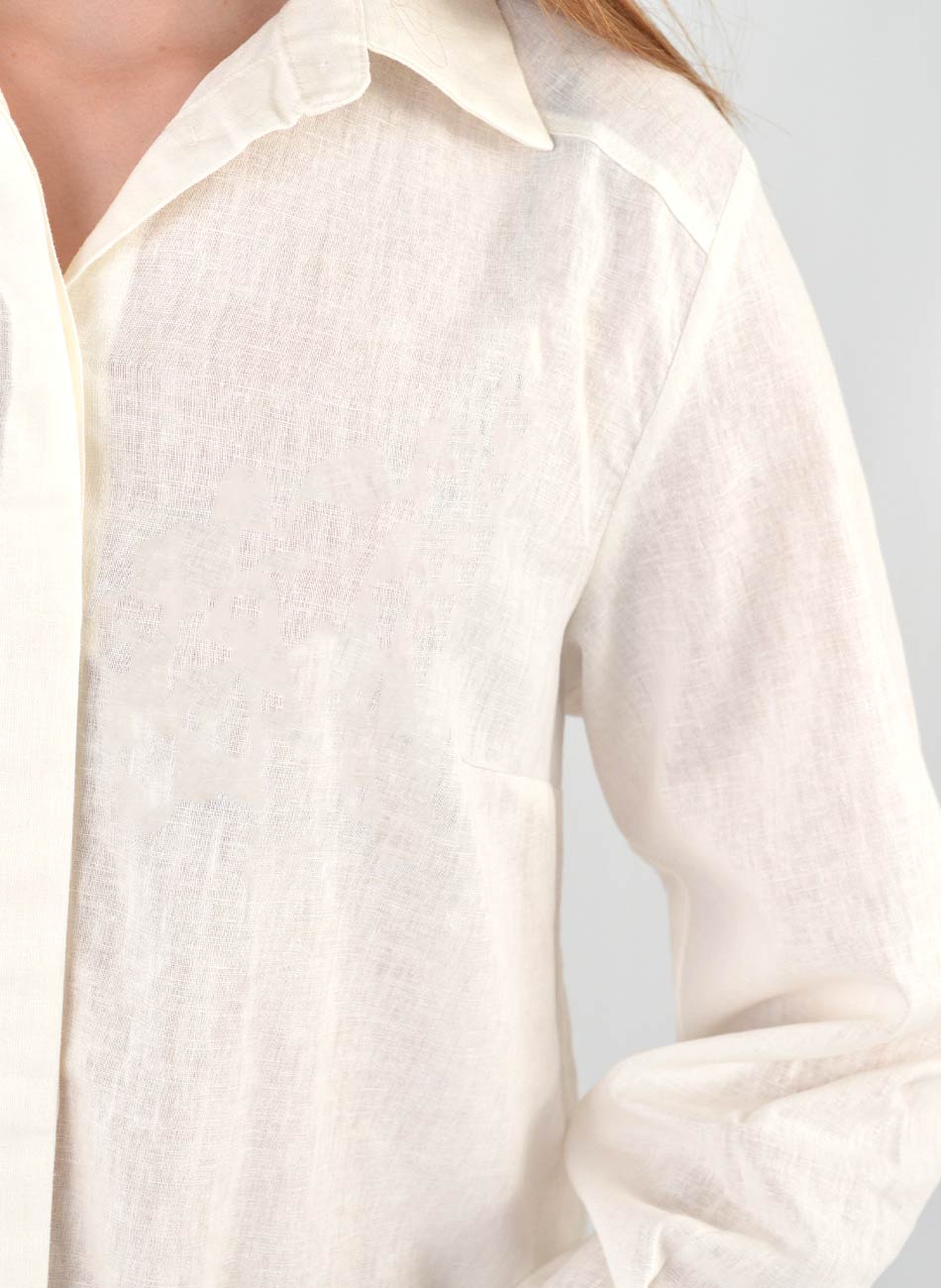 Camisa Off White em Linho e Algod�o Gatos e Atos  - Foto 3
