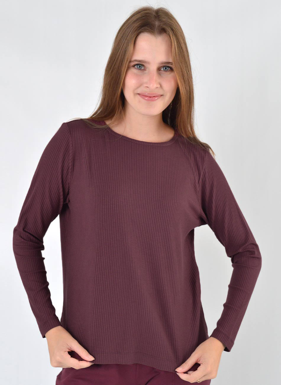 Blusa Malbec Canelada Viscolycra Declari - Foto 1