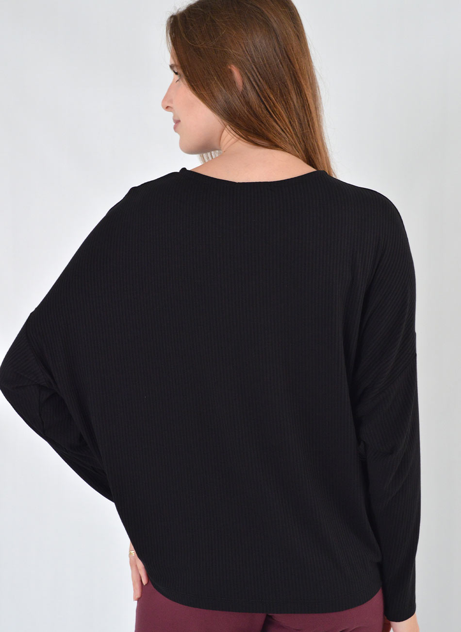 Blusa Preto Canelada Viscolycra Declari - Foto 3