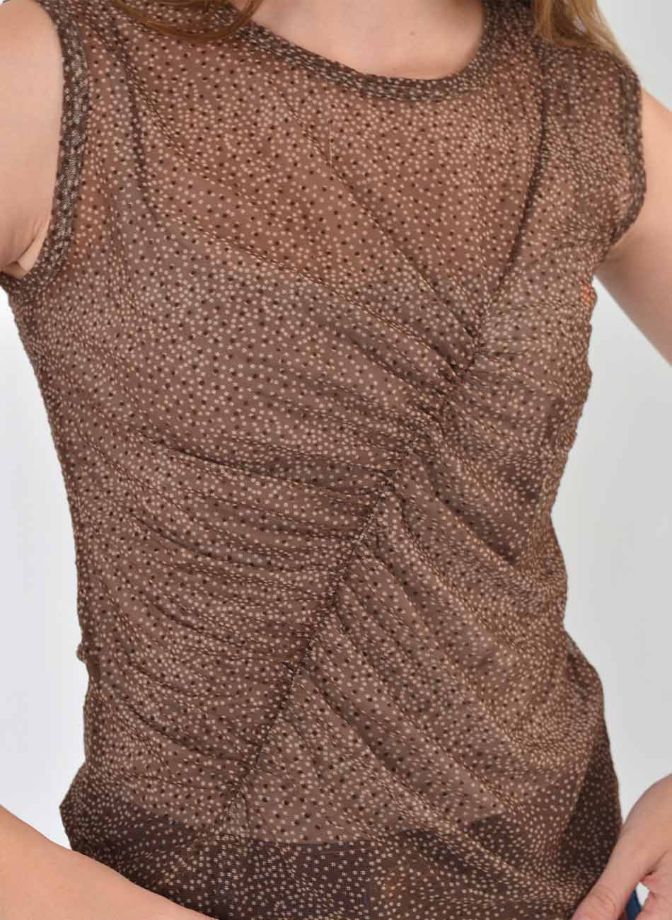 Blusa Tule Estampado Oliva Del Amo  - Foto 2