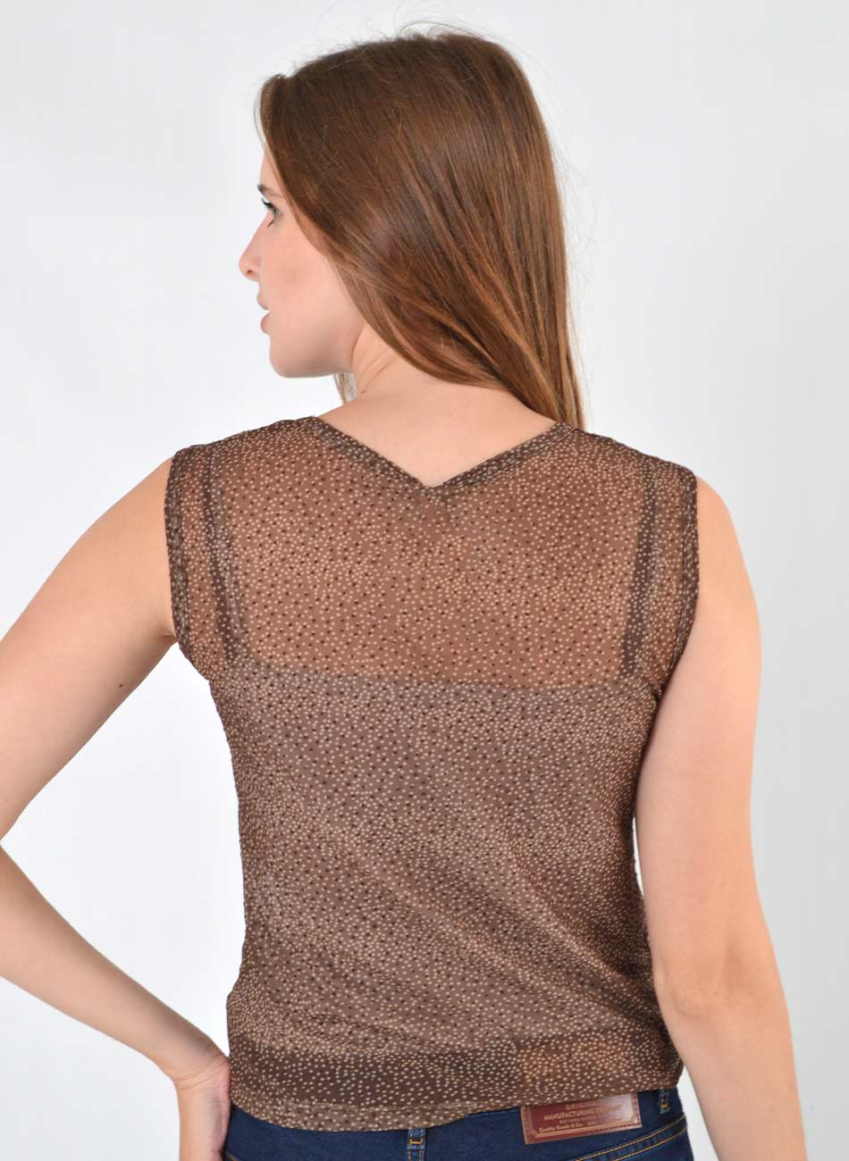 Blusa Tule Estampado Oliva Del Amo  - Foto 3