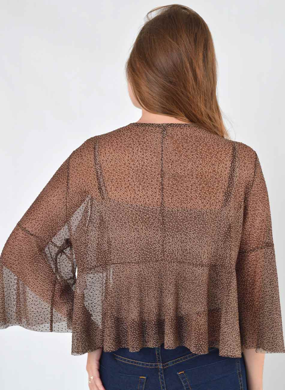 Blusa com Babado Tule Estampado Preto Del Amo  - Foto 3