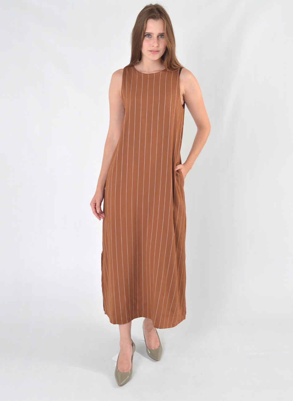 Vestido Risca de Giz Del Amo Capuccino - Foto 1
