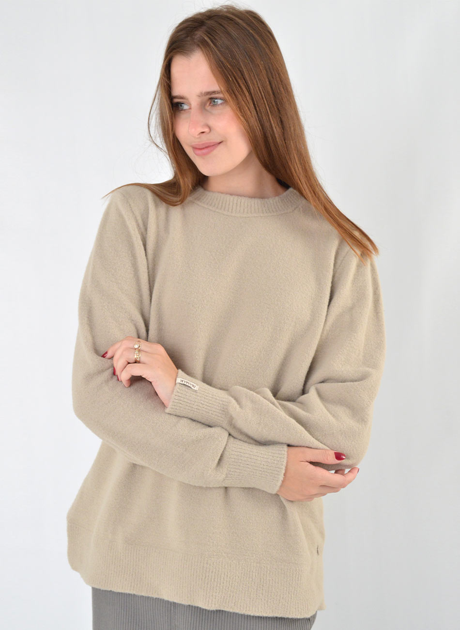 Blusa Bege Alongada em Fio Pluma Exclusivo Biamar - Foto 2