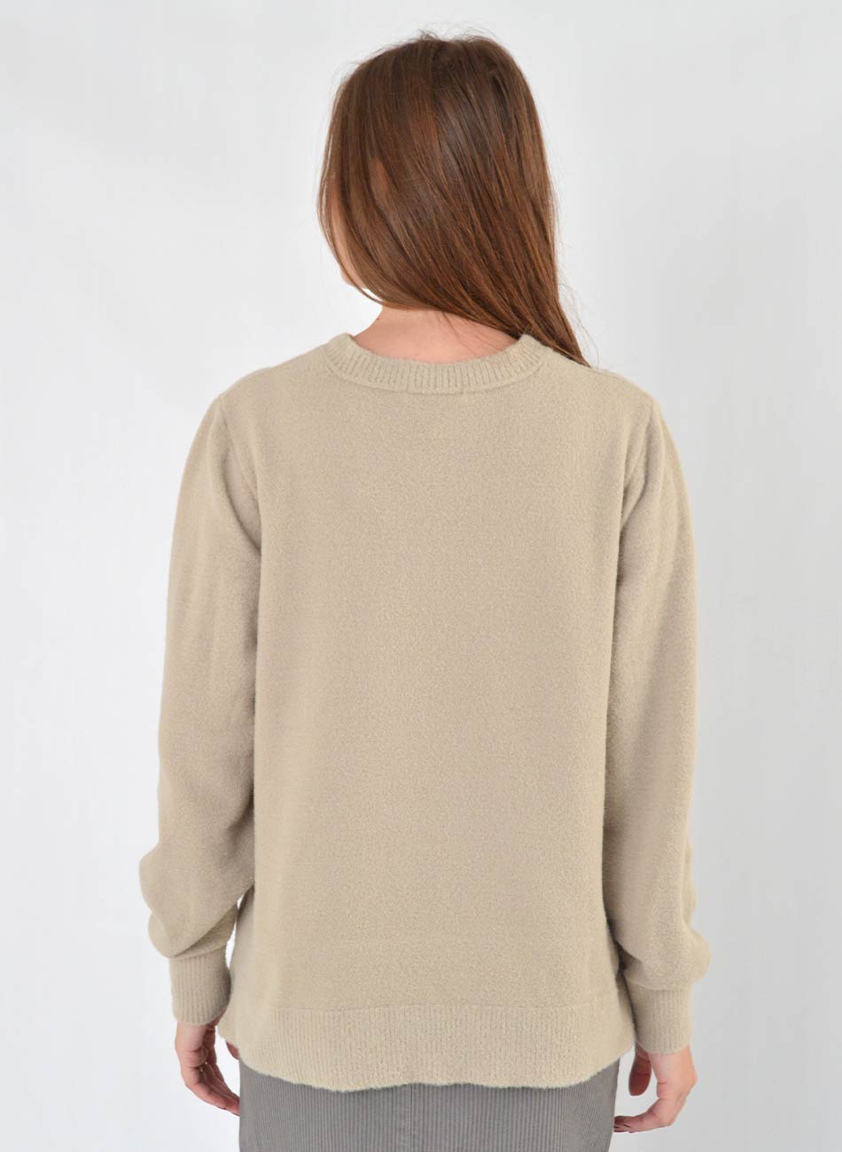 Blusa Bege Alongada em Fio Pluma Exclusivo Biamar - Foto 3