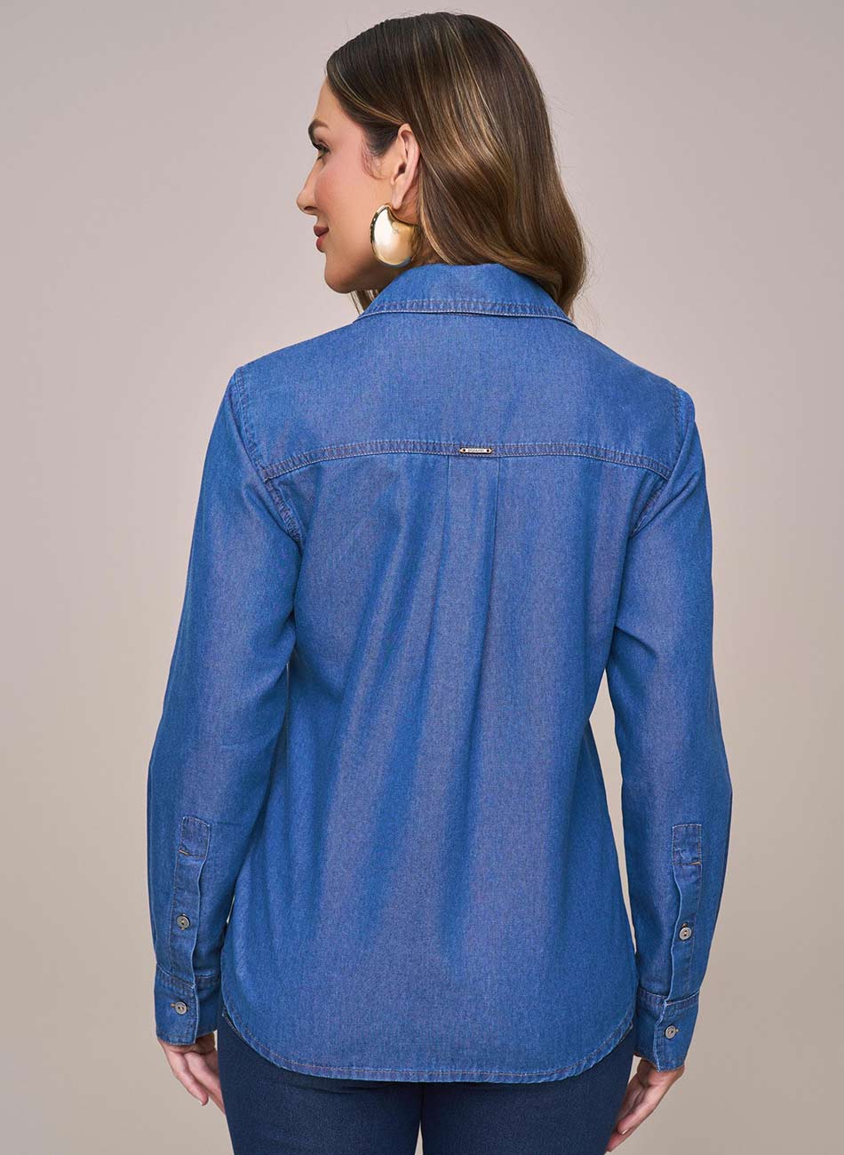 Camisa Jeans Alongada Scalon - Foto 2