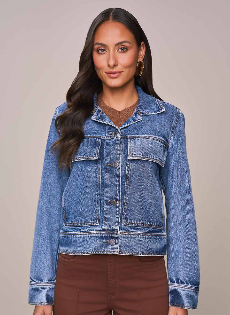Jaqueta Jeans Cropped Scalon  - Foto 1
