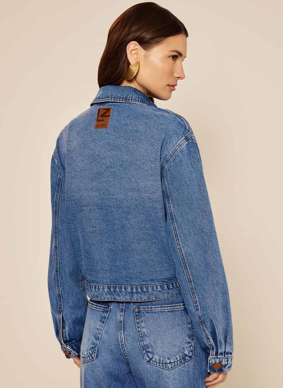 Jaqueta Jeans De Mangas Longas Com Bolsos Lez a Lez - Foto 3