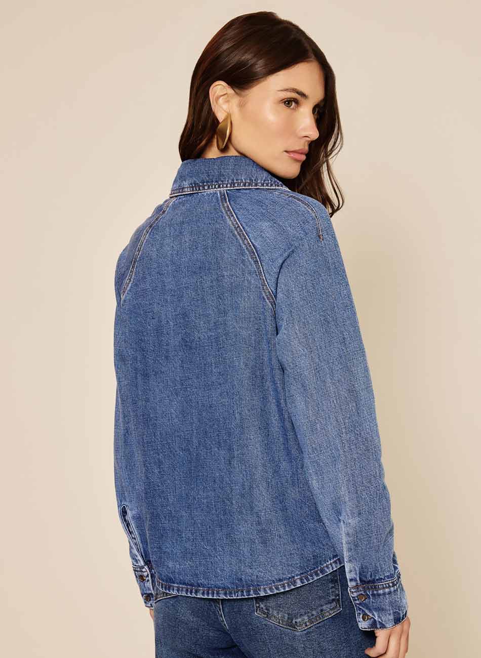 Camisa Jeans De Mangas Longas Com Bolsos Lez a Lez - Foto 3